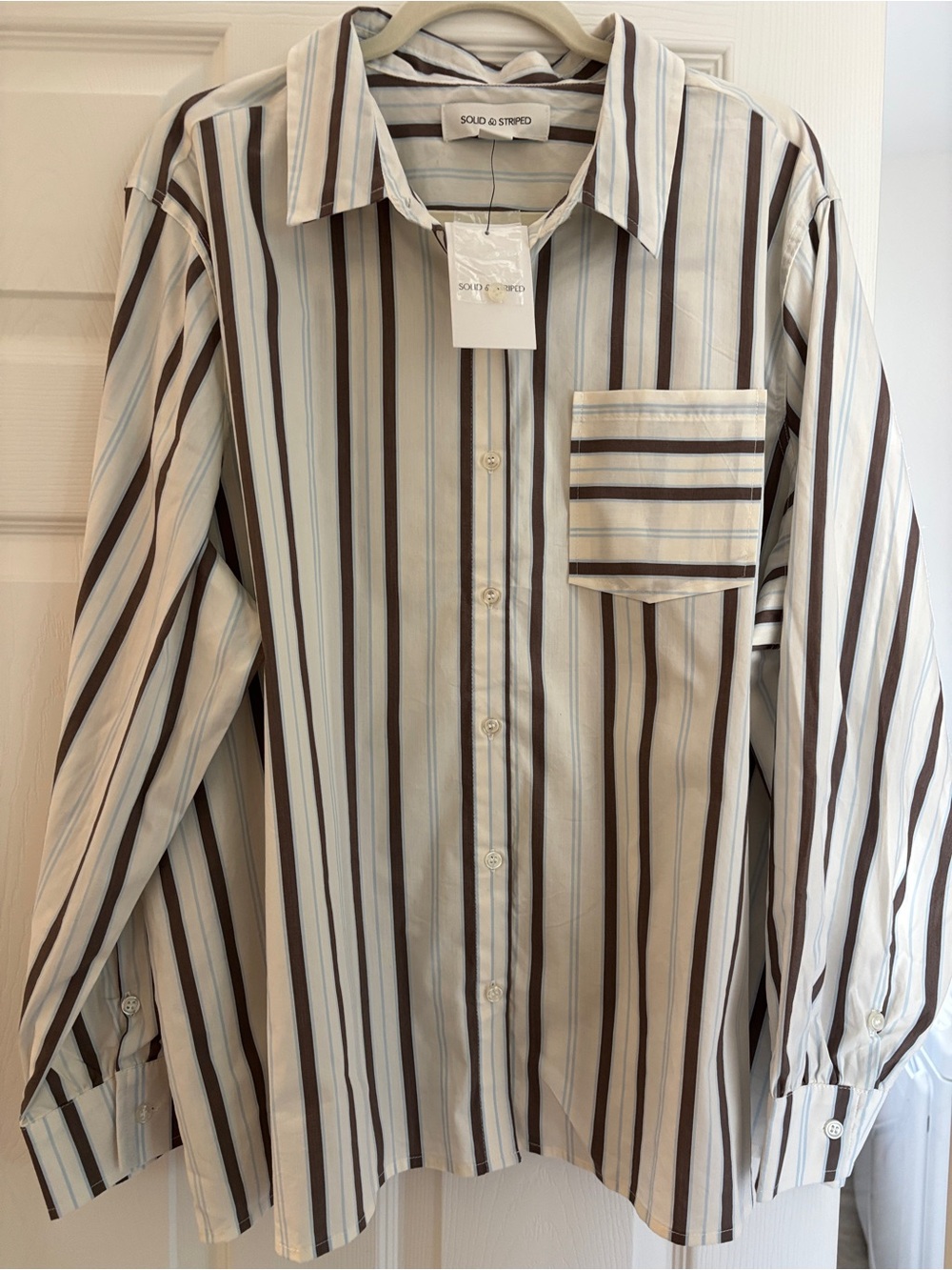 SOLID & STRIPED Avril Button Down Long Sleeve Striped Shirt. NWT XXL